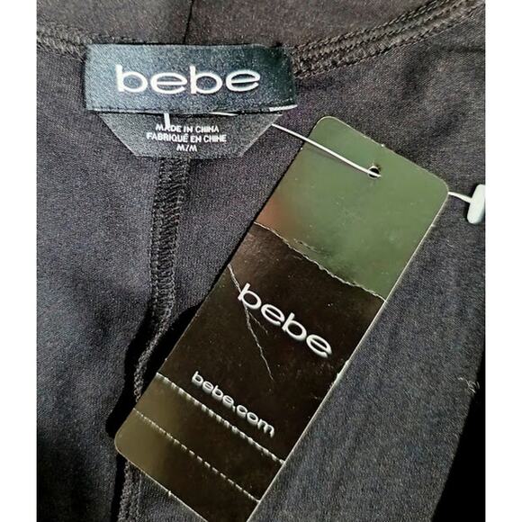 Bebe Black Sleeveless Silk Bodysuit with Crossover V-Neck, Size M, NWT - Picture 5 of 6